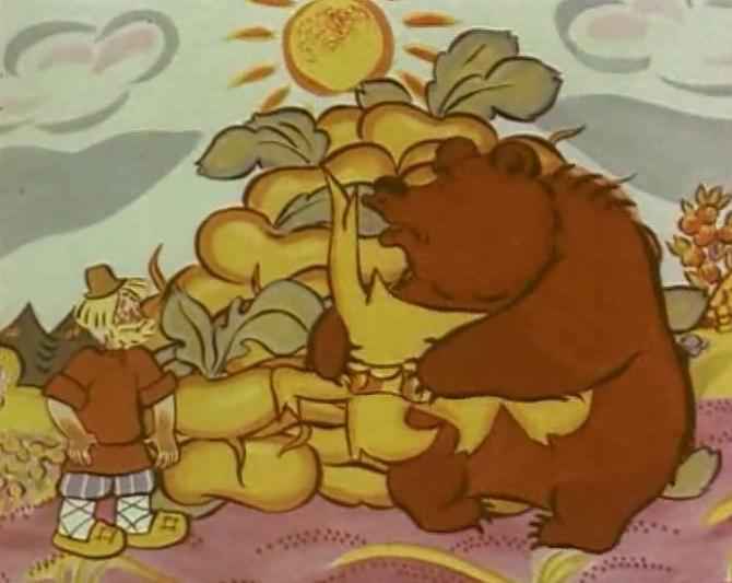 Сказка Мужик и медведь - Вершки и корешки сказка - Рисунок 3